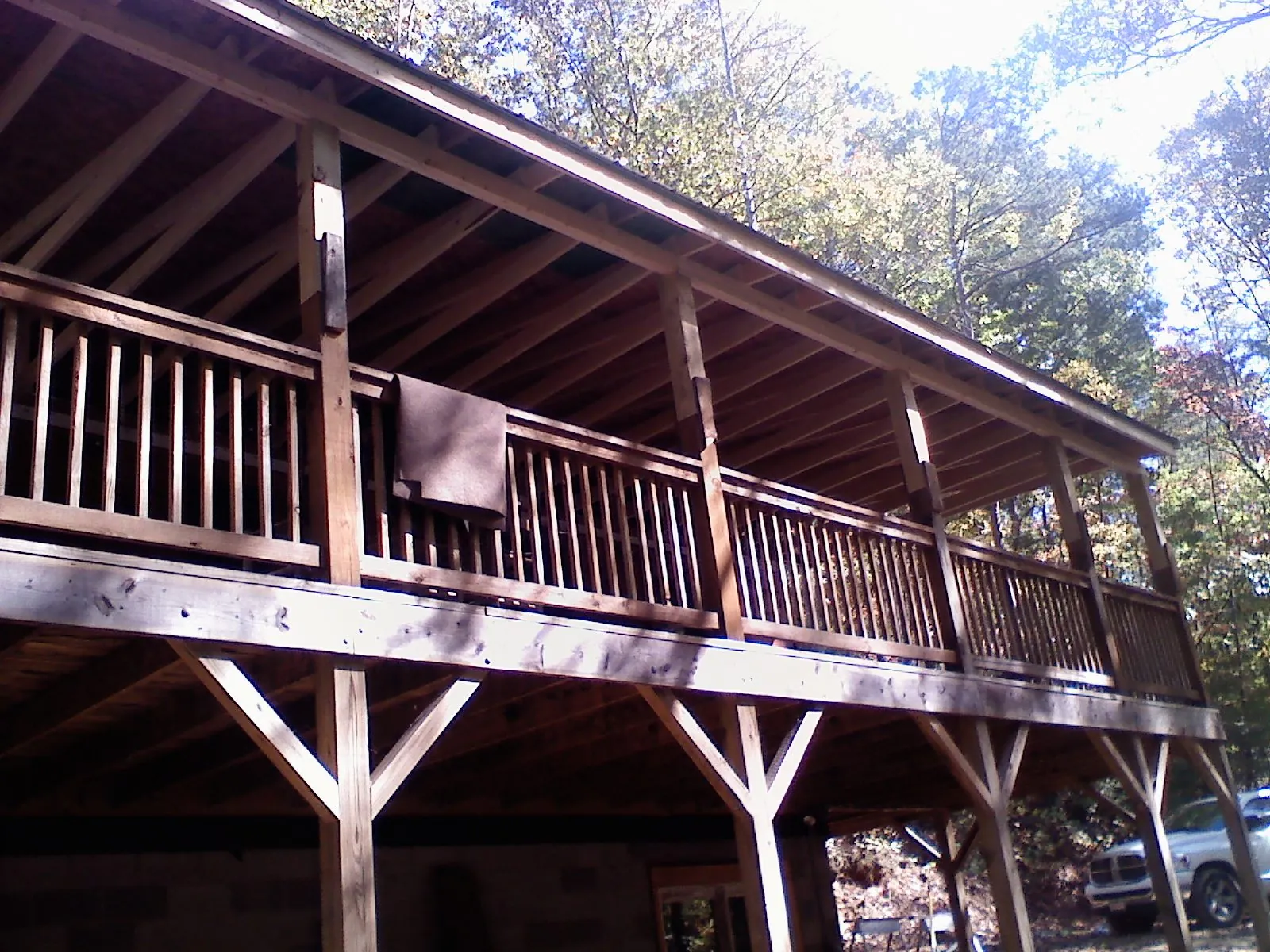 Timber framing under a new elevated porch and deck — Roof Leak Repair in Dodgeville by Roofing Brothers